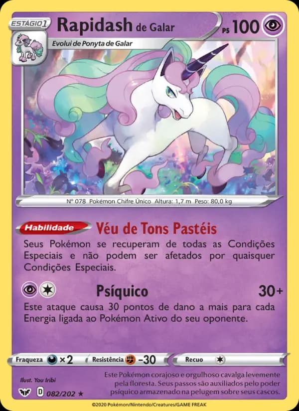 Rapidash de Galar, carta 82 de Espada e Escudo