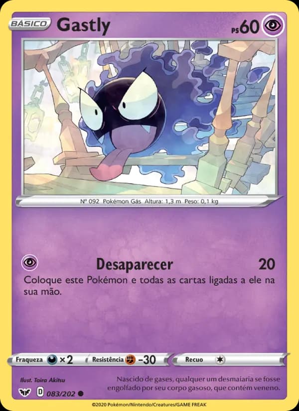 Gastly, carta 83 de Espada e Escudo