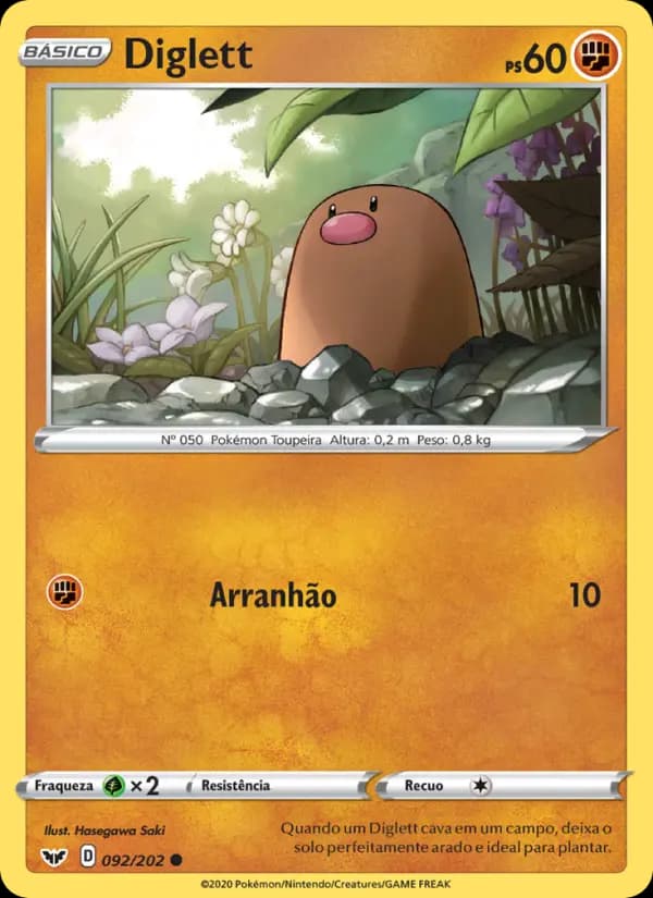 Diglett, carta 92 de Espada e Escudo