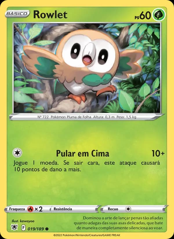 Rowlet, carta 019 de Estrelas Radiantes