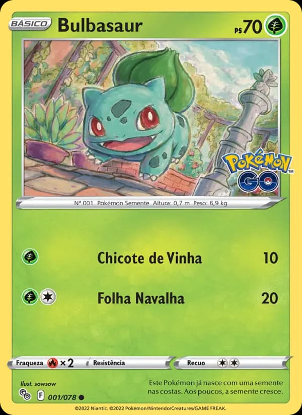 Bulbasaur, carta 001 de Pokémon GO