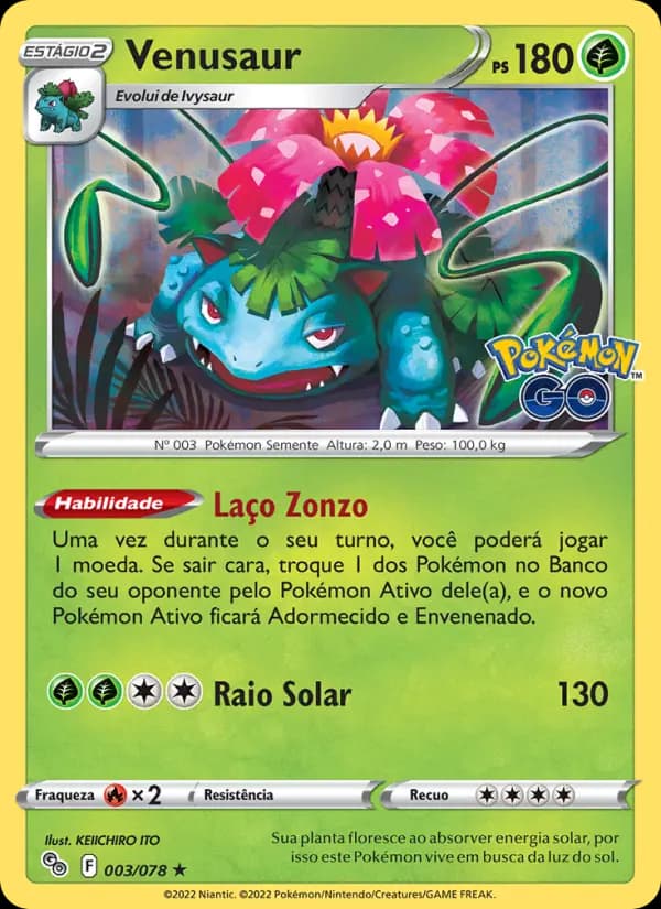 Venusaur, carta 003 de Pokémon GO