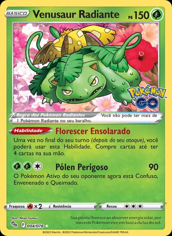 Venusaur Radiante, carta 004 de Pokémon GO