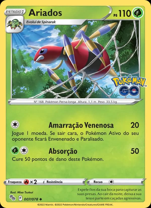 Ariados, carta 007 de Pokémon GO