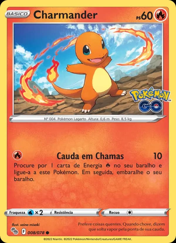 Charmander, carta 008 de Pokémon GO