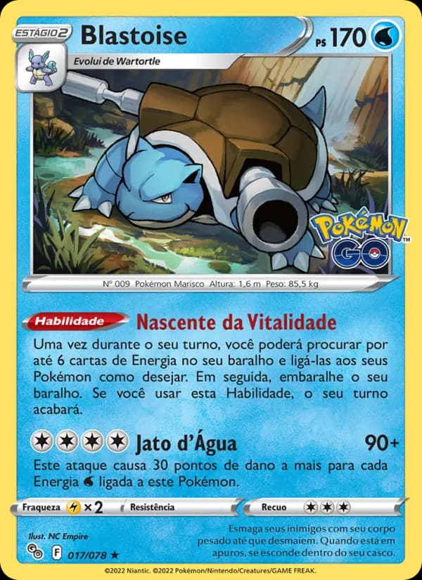 Blastoise, carta 017 de Pokémon GO