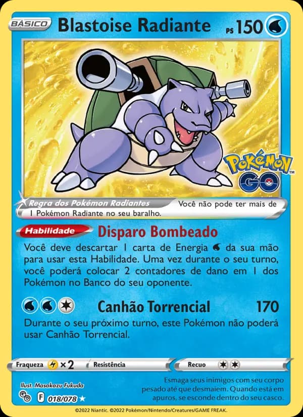 Blastoise Radiante, carta 018 de Pokémon GO