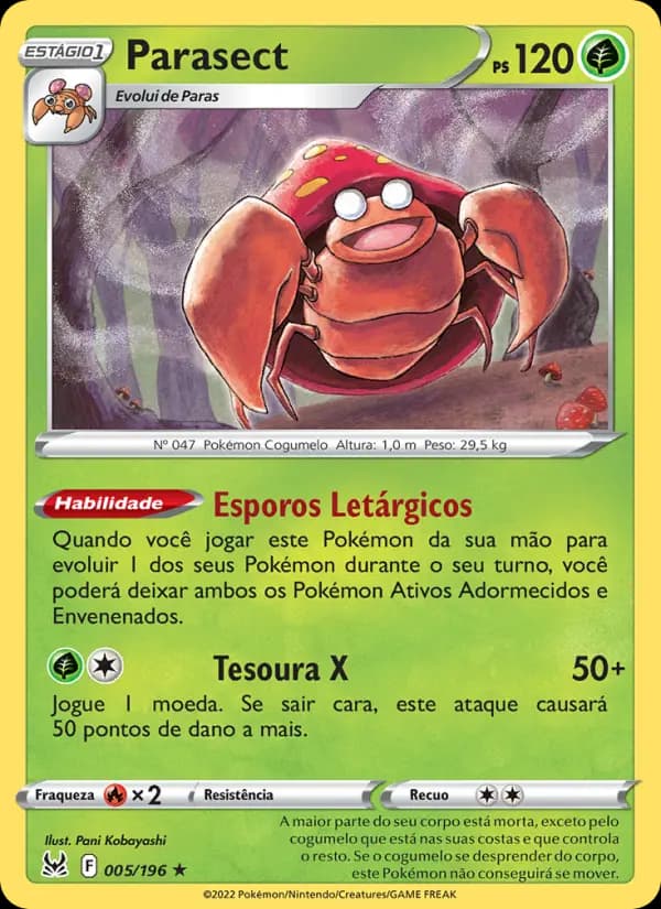 Parasect, carta 005 de Origem Perdida