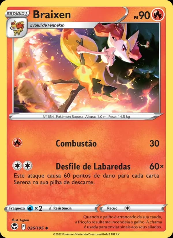Braixen, carta 026 de Tempestade Prateada