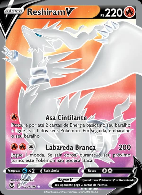Reshiram V, carta 172 de Tempestade Prateada