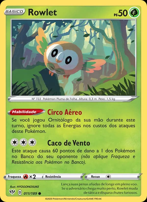 Rowlet, carta 11 de Escuridão Incandescente