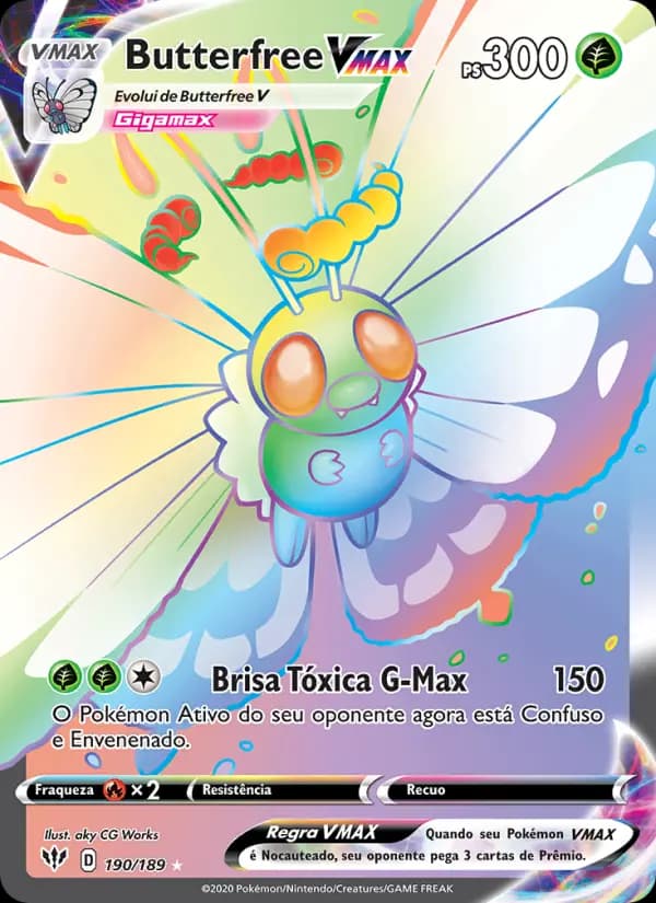 Butterfree VMAX, carta 190 de Escuridão Incandescente
