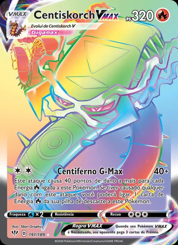 Centiskorch VMAX, carta 191 de Escuridão Incandescente