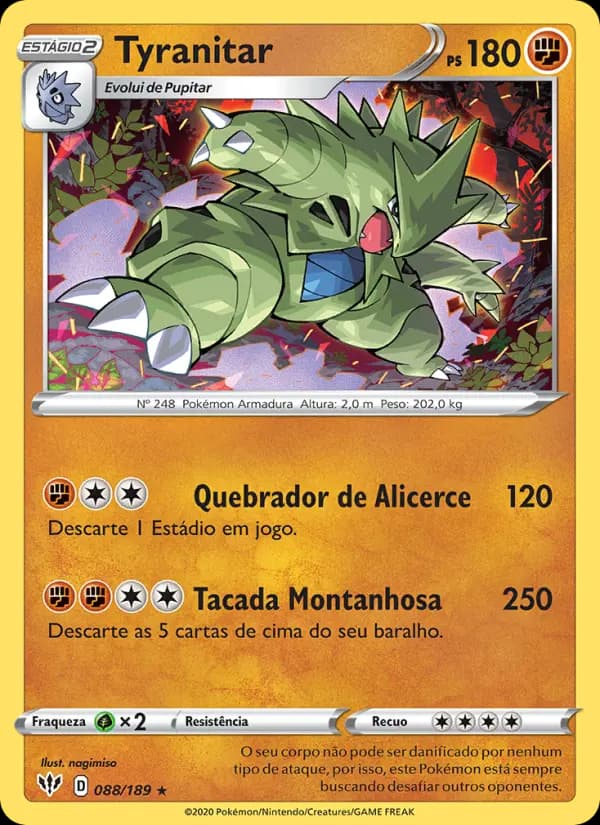 Tyranitar, carta 88 de Escuridão Incandescente