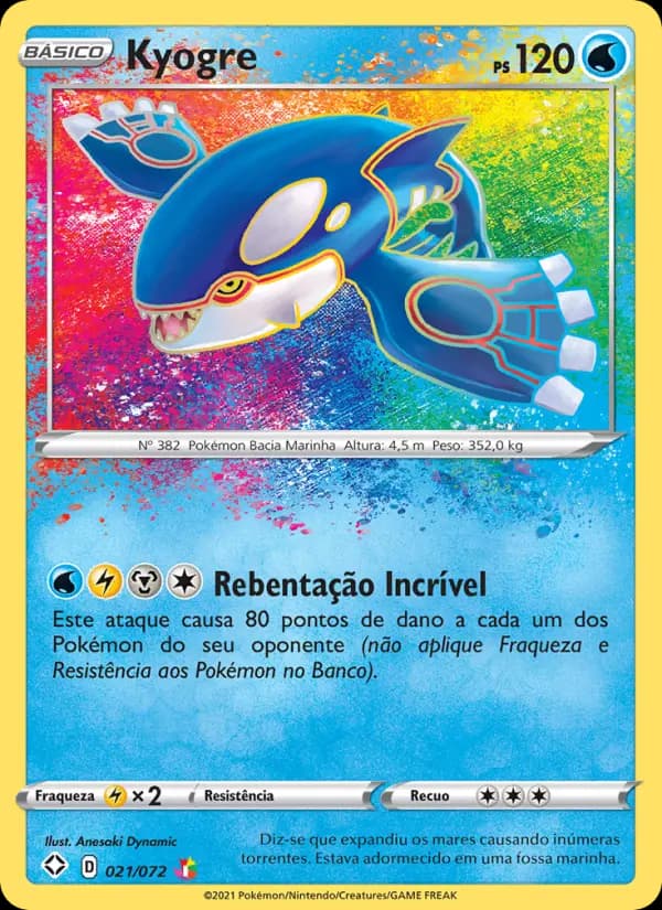 Kyogre, carta 21 de Destinos Brilhantes 