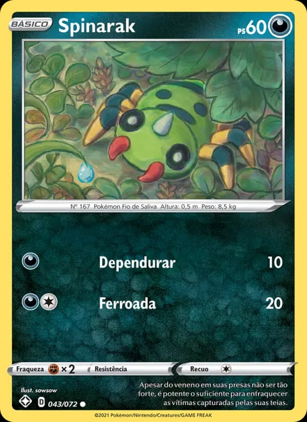 Spinarak, carta 43 de Destinos Brilhantes 
