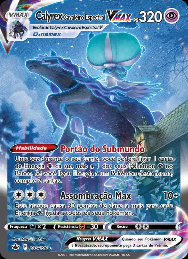 Calyrex Cavaleiro Espectral VMAX, carta 205 de Reinado Arrepiante