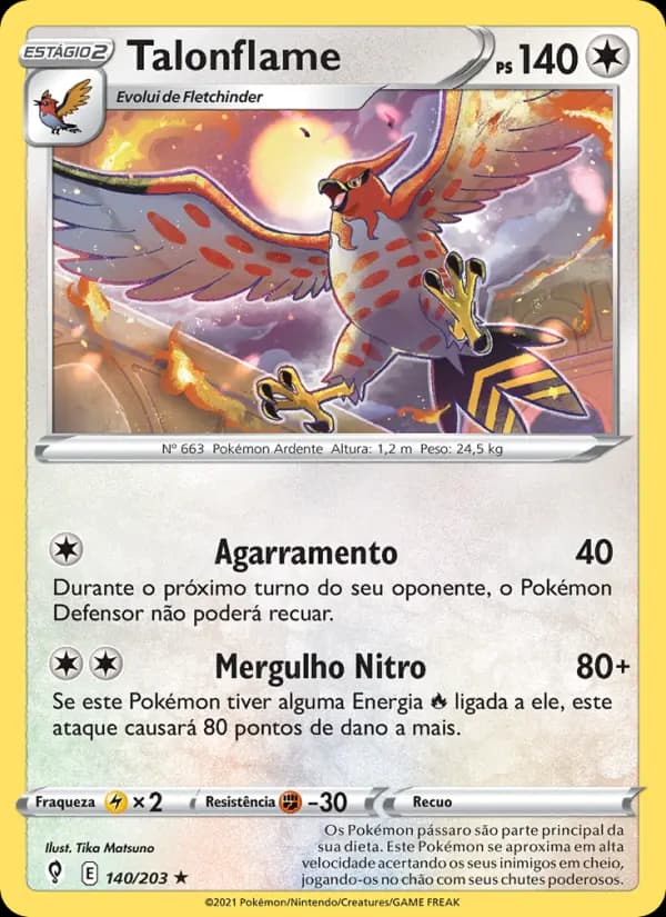 Talonflame, carta 140 de Céus em Evolução