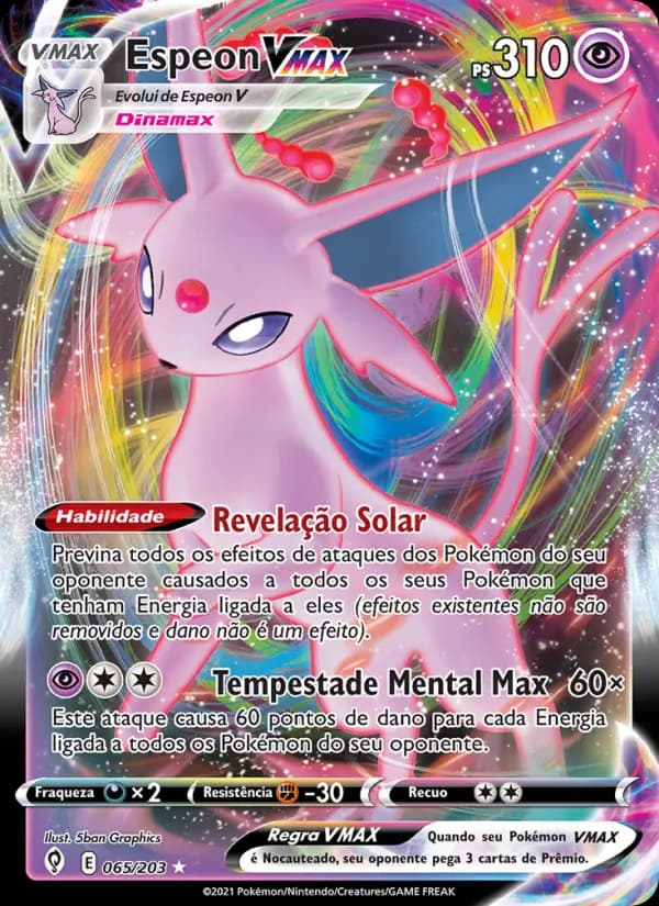 Espeon VMAX, carta 65 de Céus em Evolução
