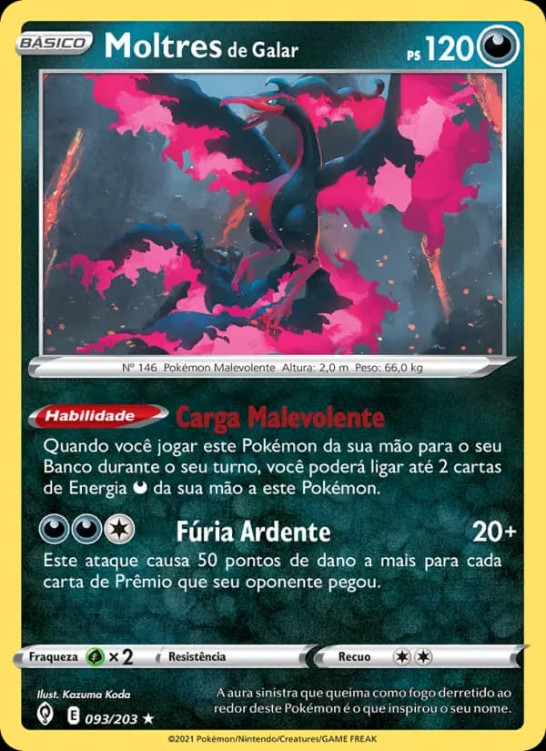 Moltres de Galar, carta 93 de Céus em Evolução