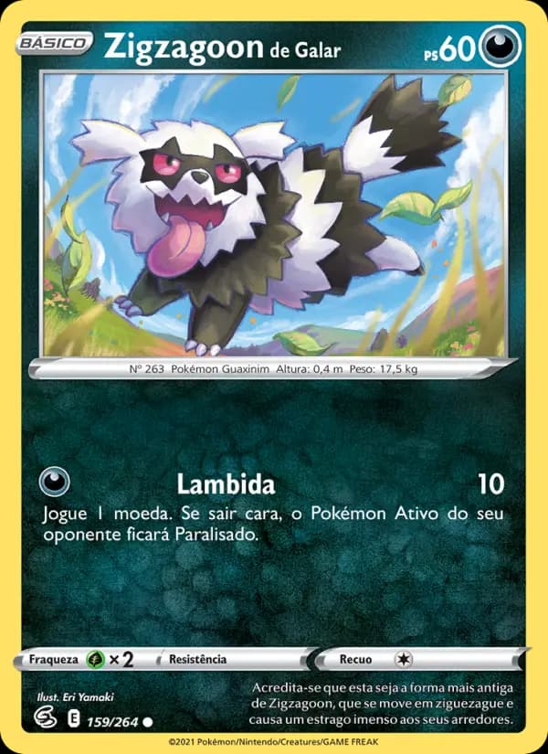 Zigzagoon de Galar, carta 159 de Golpe Fusão