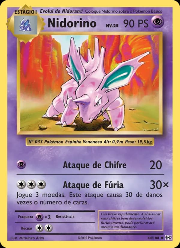 Nidorino, carta 44 de Evoluções
