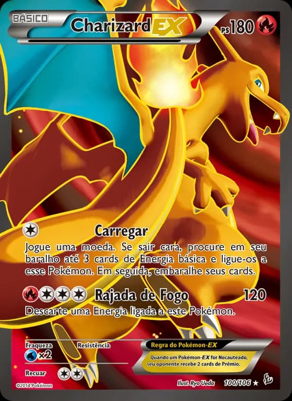 Charizard EX, carta 100 de Flash de Fogo