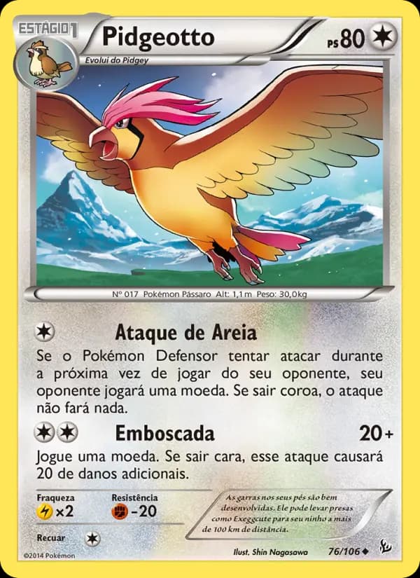 Pidgeotto, carta 76 de Flash de Fogo