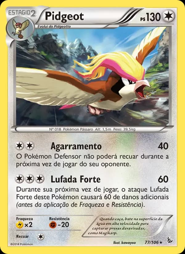 Pidgeot, carta 77 de Flash de Fogo
