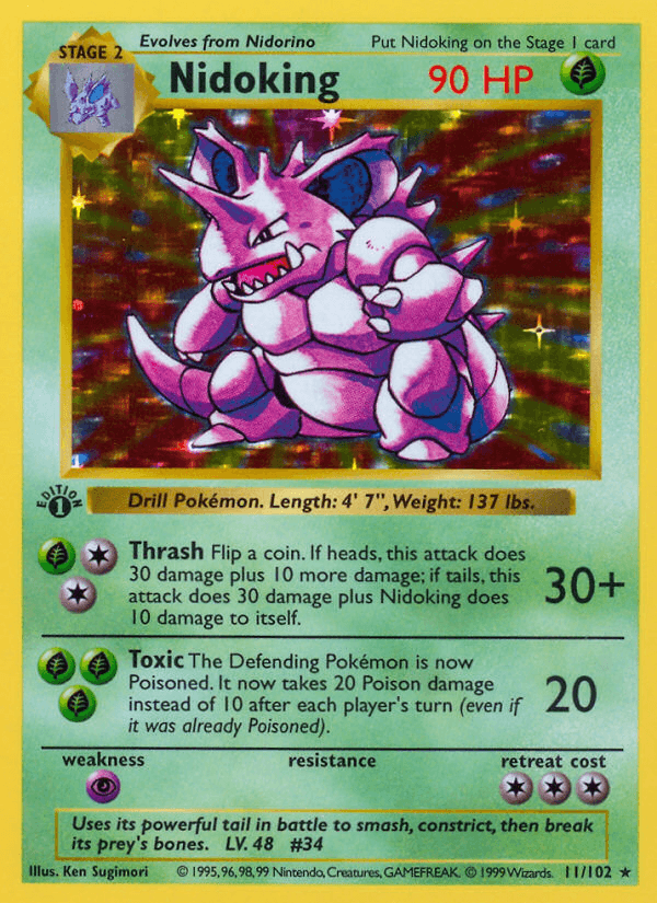 Nidoking, carta 11 de Base Set
