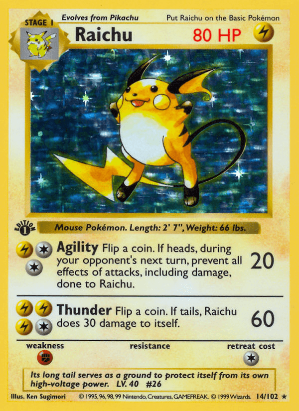 Raichu, carta 14 de Base Set