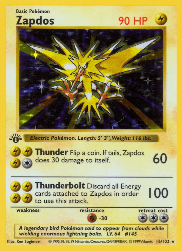 Zapdos, carta 16 de Base Set