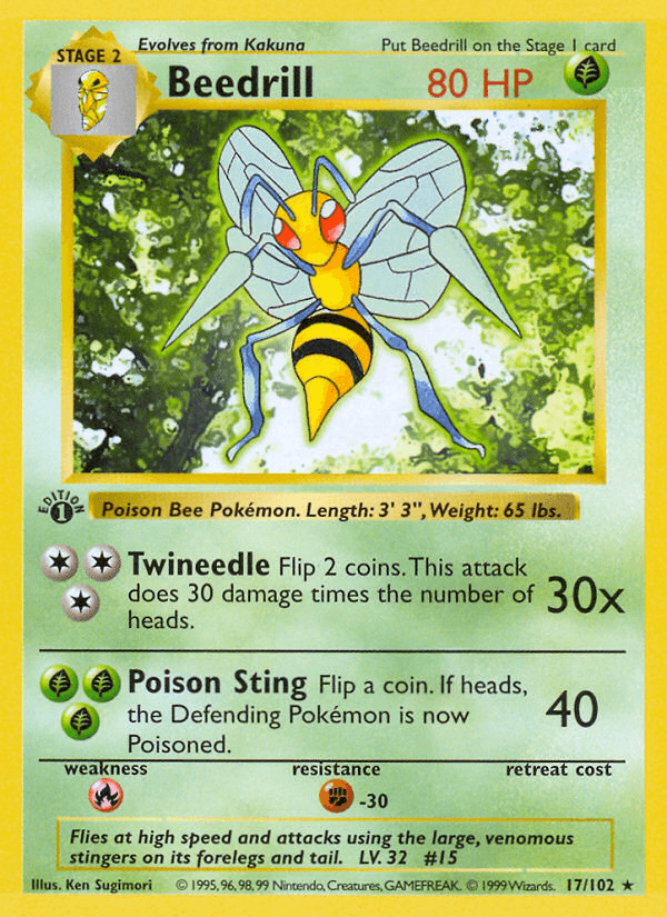 Beedrill, carta 17 de Base Set