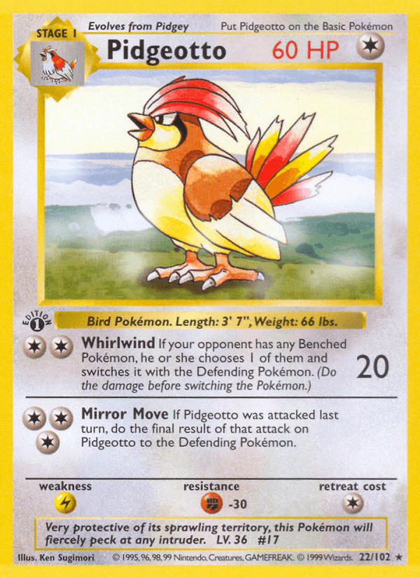 Pidgeotto, carta 22 de Base Set