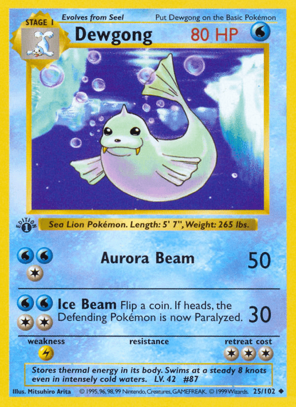 Dewgong, carta 25 de Base Set