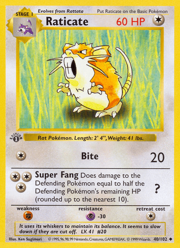 Raticate, carta 40 de Base Set