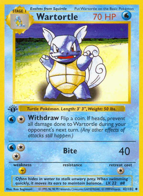 Wartortle, carta 42 de Base Set