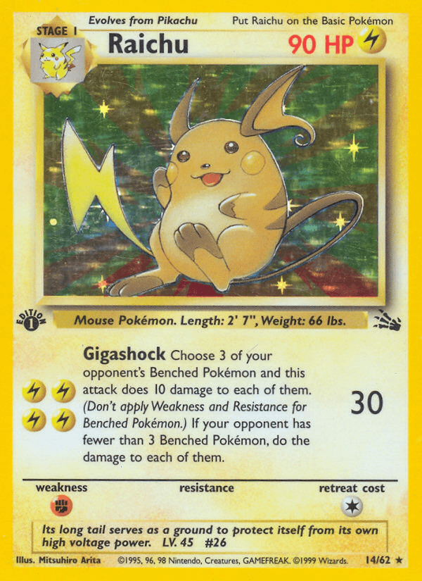 Raichu, carta 14 de Fossil