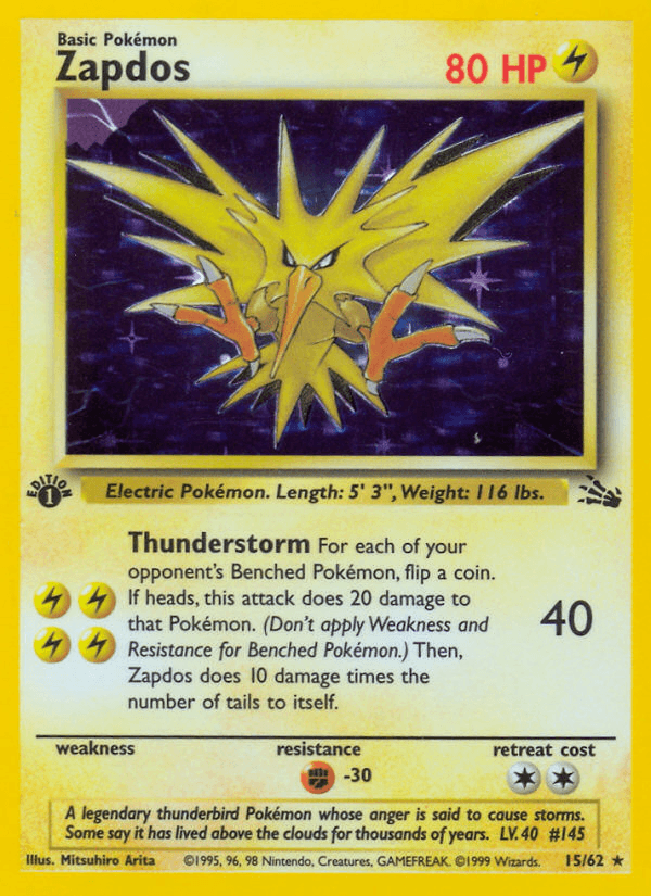Zapdos, carta 15 de Fossil
