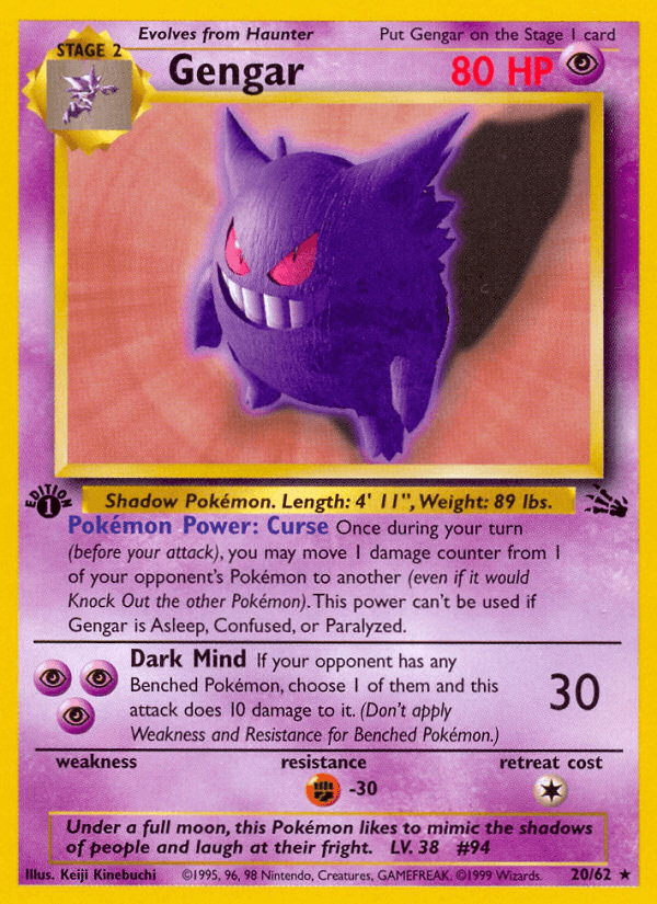 Gengar, carta 20 de Fossil