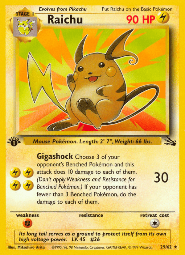 Raichu, carta 29 de Fossil