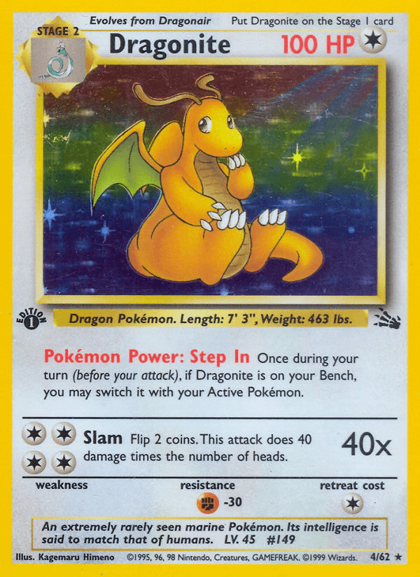 Dragonite, carta 4 de Fossil