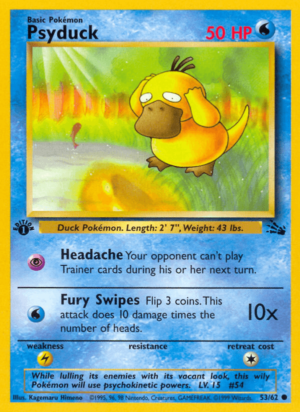 Psyduck, carta 53 de Fossil