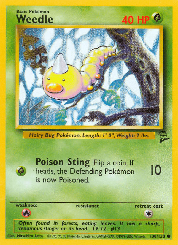 Weedle, carta 100 de Base Set 2