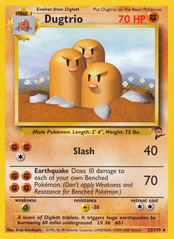 Dugtrio, carta 23 de Base Set 2