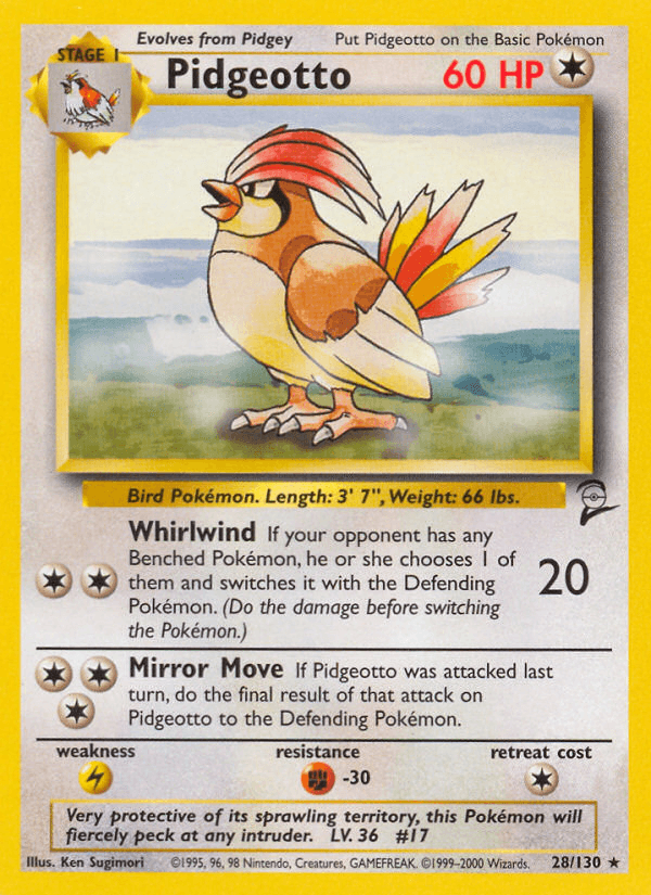 Pidgeotto, carta 28 de Base Set 2