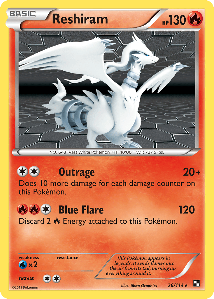 Reshiram, carta 26 de Black & White