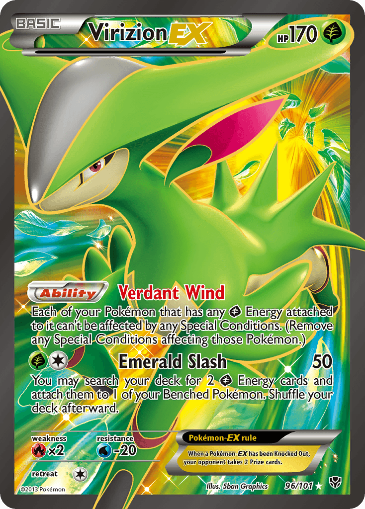 Virizion-EX, carta 96 de Plasma Blast