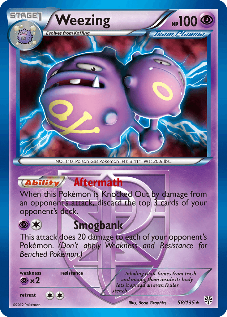 Weezing, carta 58 de Plasma Storm