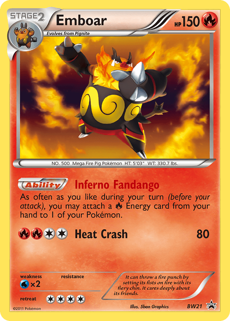 Emboar, carta BW21 de BW Black Star Promos